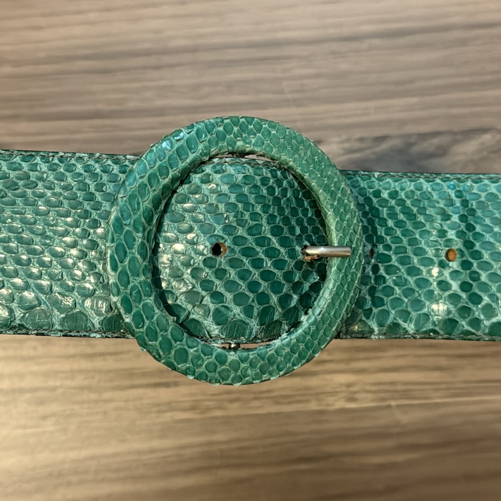 Astor Snake Skin Vintage Green Unique Textured Belt L